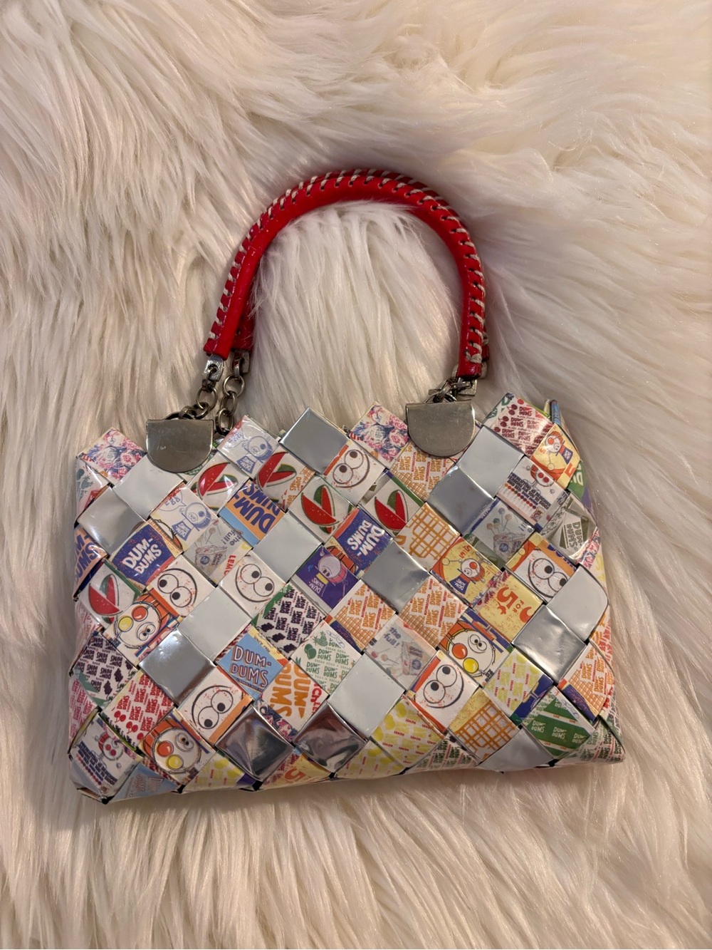 Nahui Ollin Recycled Dum Dums Candy Wrapper Handbag GUC